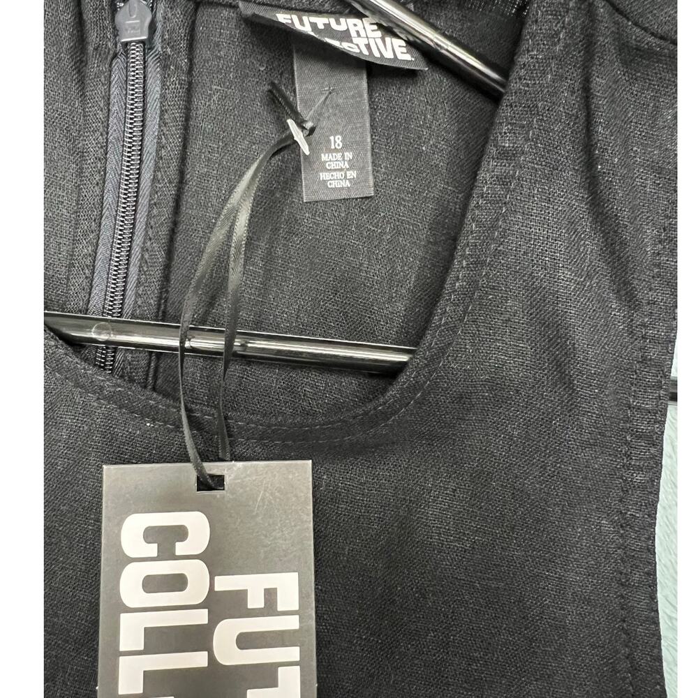 Future Collective Linen Blend Black Maxi Dress 18 NWT, Minimalist Classic - Picture 6 of 6
